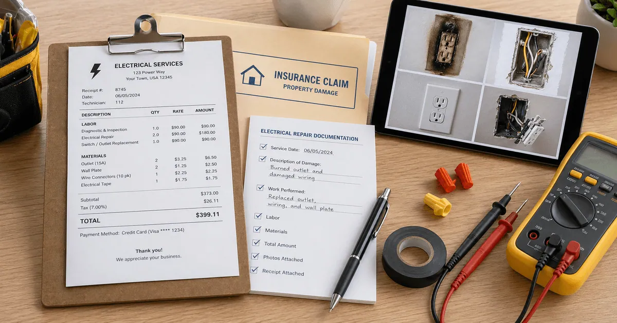 Electrician Receipt for Insurance Claims