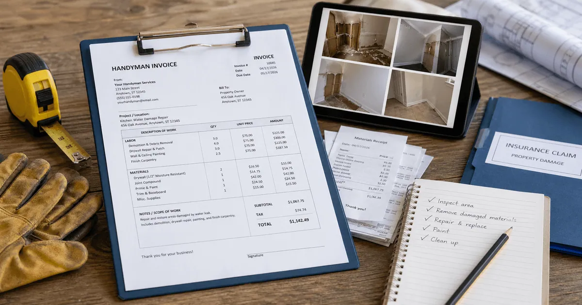 Handyman Invoice for Insurance Claims: What Adjusters Need