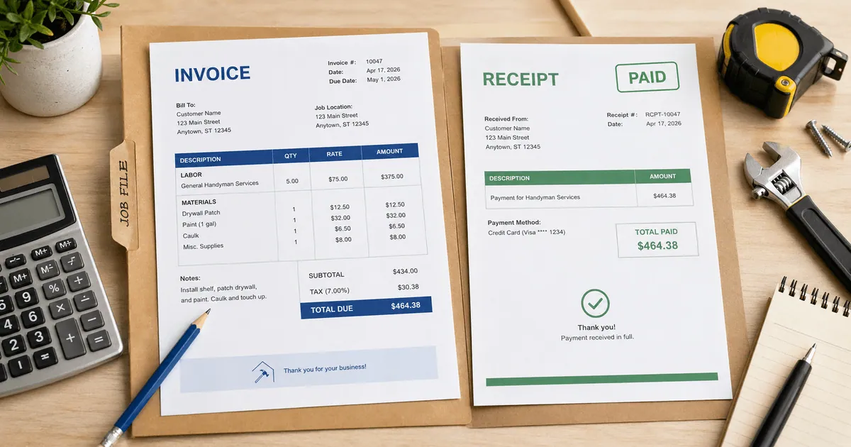 Handyman Invoice vs Receipt: Key Differences Explained