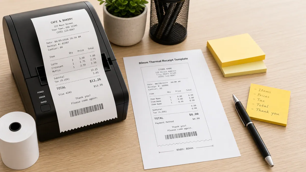 Free Thermal Receipt Template Generator - Create 80mm POS Receipts Online