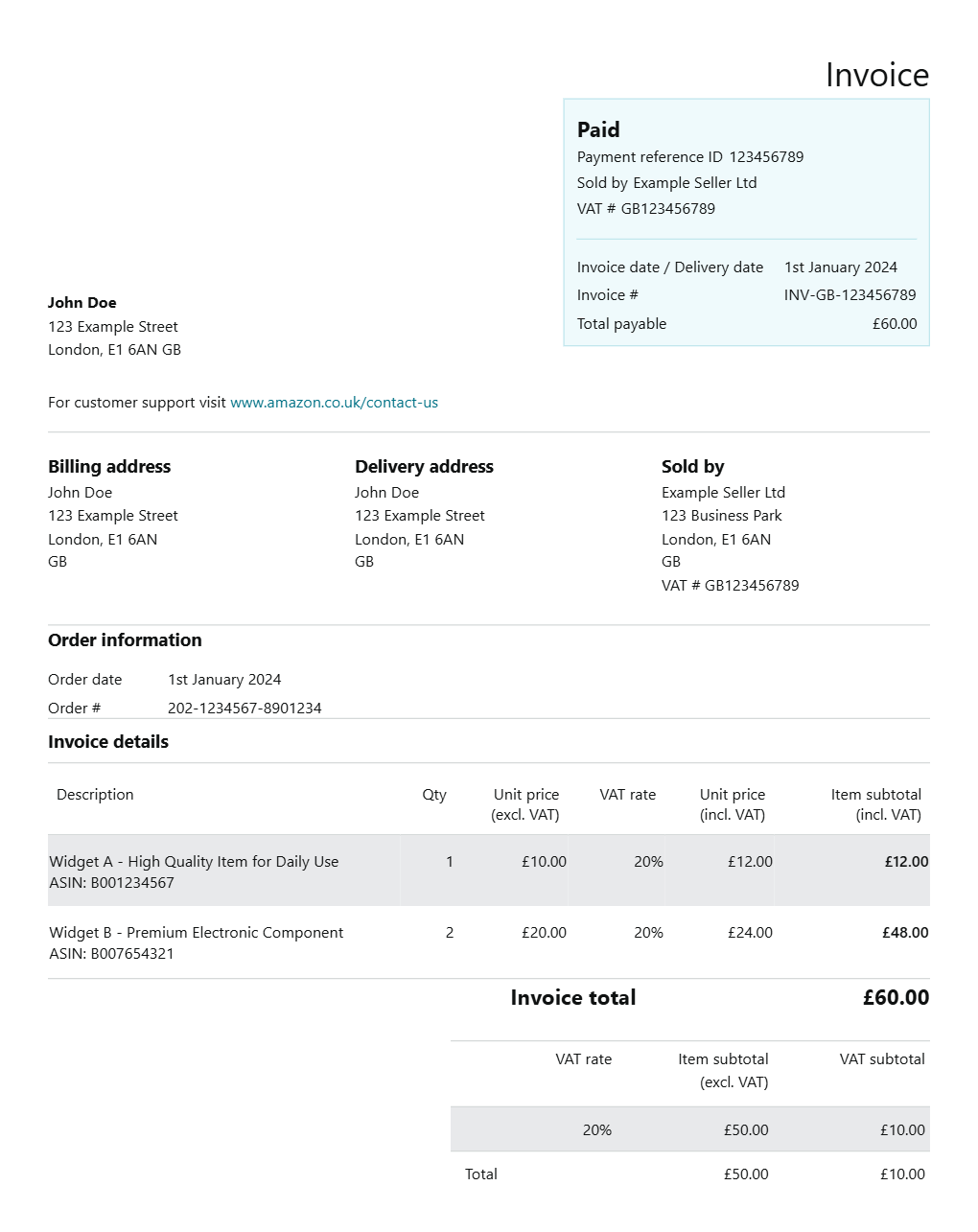 Amazon Invoice Generator
