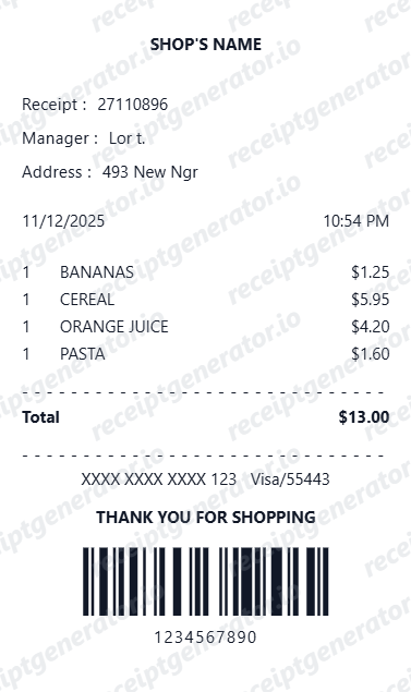Simple Bottom Barcode receipt design preview