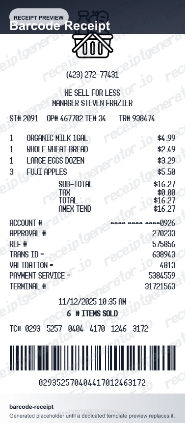 Barcode Receipt