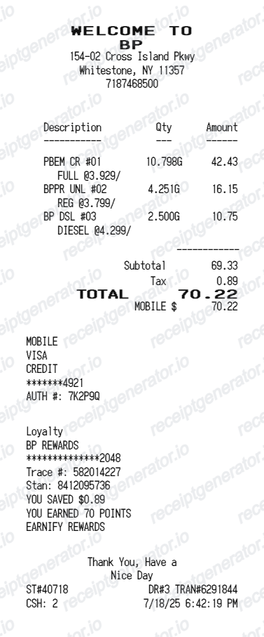 BP Receipt