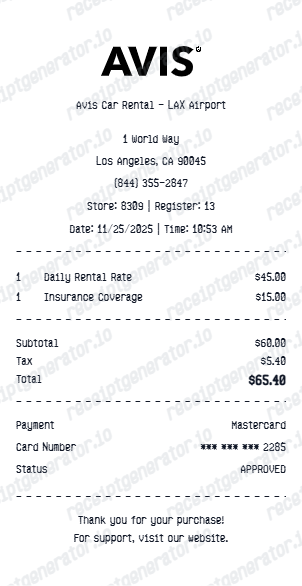 Budget Receipt - Preview of the template design