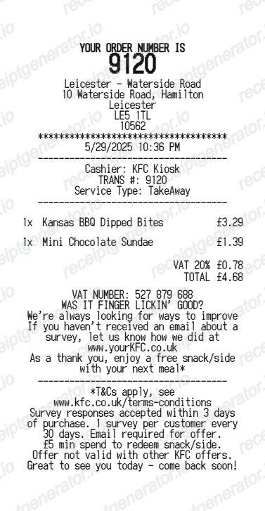 Kfc Receipt Uk preview