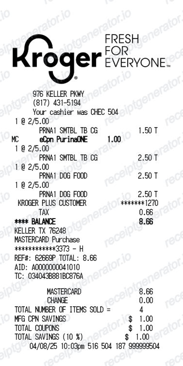 Kroger receipt