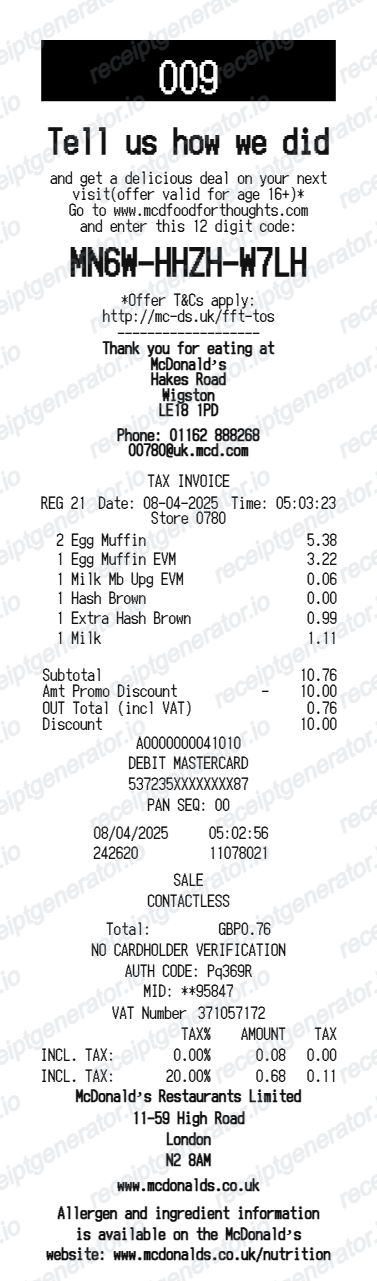 Mcdonalds Receipt Uk preview