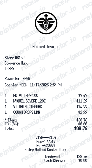 Medical Invoice - Preview of the template design