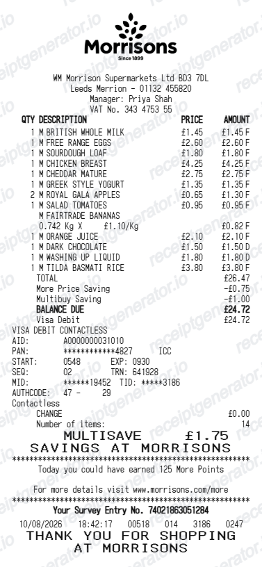 Morrisons receipt