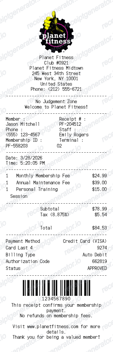 Planet Fitness - Preview of the template design
