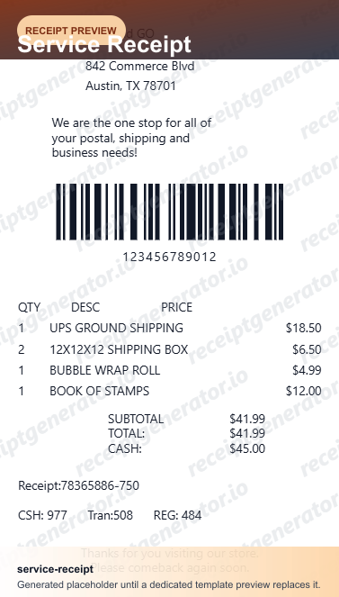 Service Receipt