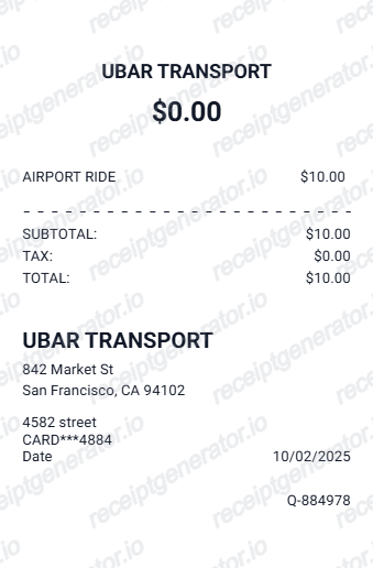 Modern Trip receipt design preview