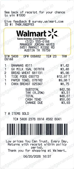 Thermal Survey receipt design preview
