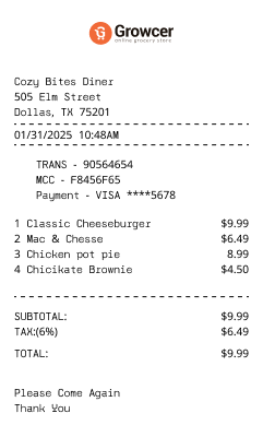Zara Receipt - Preview of the template design
